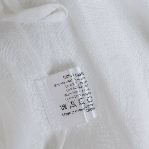 Eskandar Linen Cropped Pants White Wide Leg Elastic Waist Lagenlook Size 1 - Picture 9 of 10